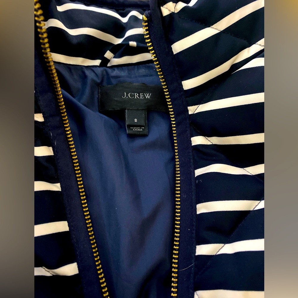 J.Crew Navy Blue White Stripe Down Puffer Vest